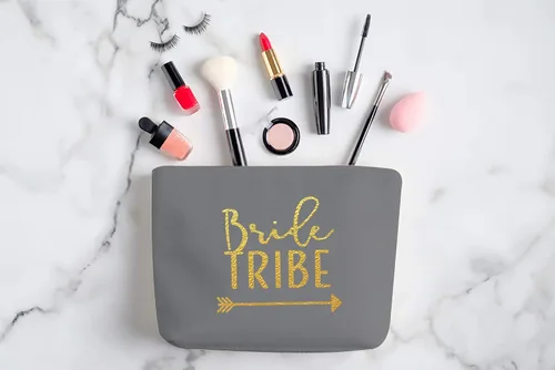 Vista 2 de Bolsas de lona para maquillaje, regalo de damas de honor, para despedida de soltera (juego de 6 piezas)