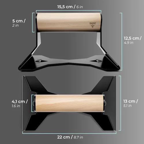 Vista 7 de PULLUP & DIP Parallettes - Mangos para Flexiones con Mangos Ergonómicos de Madera y Acero de Alta Resistencia - Barras Parallettes Antideslizantes