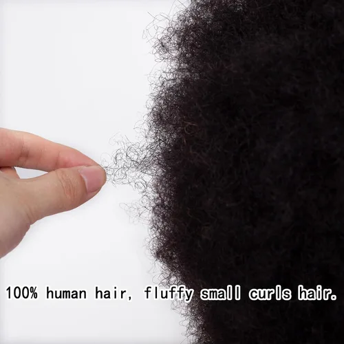 Vista 5 de Cabeza de maniquí afro macho de 6 pulgadas, 100% cabello humano, cabello rizado, tipo 4A, para trenzar, peluquería, cabeza de entrenamiento