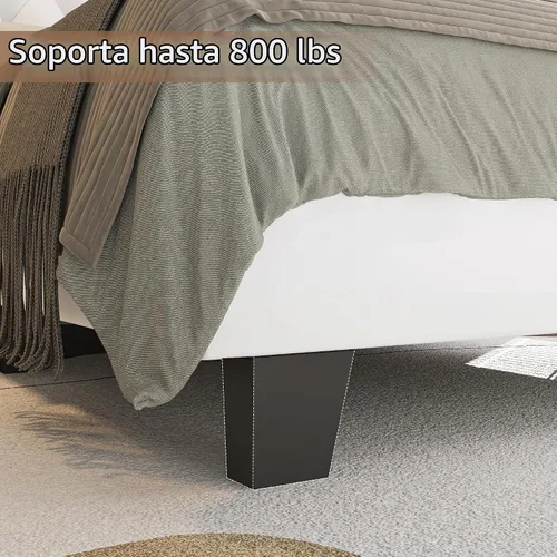 Vista 4 de iPormis Base de cama tapizada de tamaño individual con cabecera capitoné con botones, plataforma de terciopelo con patas de soporte gruesas, diseño