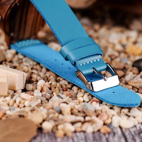 Vista 5 de BOBO BIRD Reloj de madera de bambú para hombre y mujer con correa de cuero de vaca azul, relojes casuales para el amor con caja