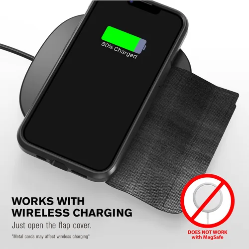 Vista 9 de VENA vCommute Funda tipo cartera compatible con Apple iPhone 14 (15.5 cm), funda de cuero con tapa plegable, tarjetero con función de soporte