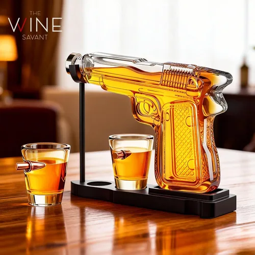 Vista 7 de Juego de decantador de pistola de whisky + 2 vasos bala - Regalos de pistola de Navidad y cumpleaños para hombres que lo tienen todo, regalos