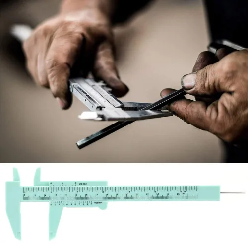 Vista 6 de Pinza Vernier de 6 pulgadas con doble regla, pinza Vernier de plástico de 0.002 in de precisión para medición de joyas (verde)