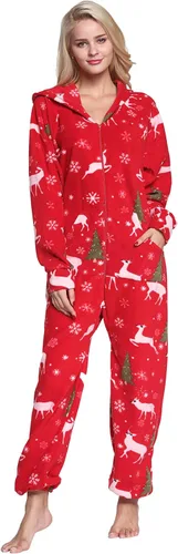 Vista 5 de Pijama enterizo de una pieza para mujer y hombre con capucha y forro polar