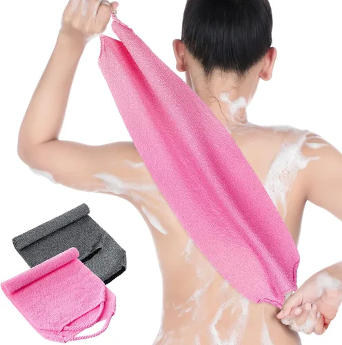 Vista 12 de Exfoliante de espalda para ducha, paño para la espalda, toalla de longitud extendida, de nailon, con correa elástica, paño de lavado para baño