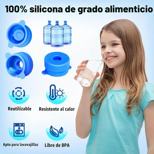 Vista 5 de U-Goforst [Paquete de 4] tapas para jarra de agua de 3 y 5 galones, tapas de repuesto reutilizables de silicona de 2.165 in para tapas
