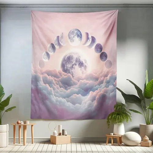 Vista 157 de Ambesonne Tapiz Trippy, vista panorámica de la cascada con bosques de ensueño y mandala oriental psicodélico, decoración de tela para colgar