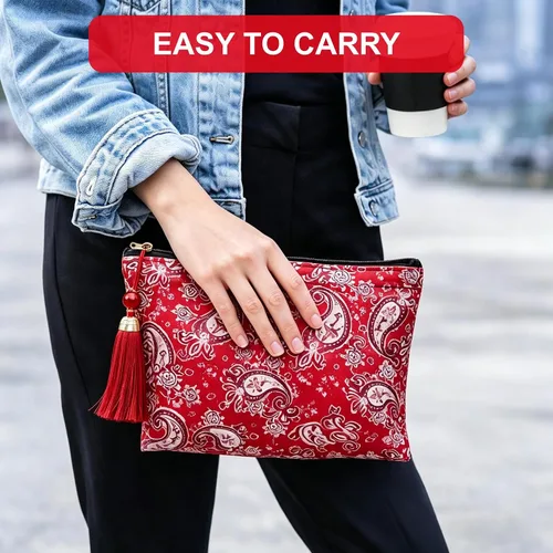 Vista 5 de Mahjong - Bolsas de azulejos con cremallera, bolsa Mahjong para azulejos Rojo Impreso