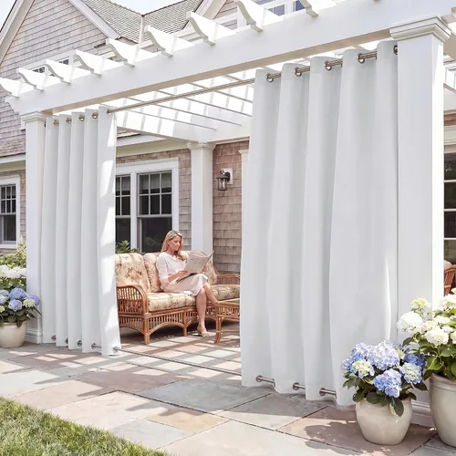 Vista 30 de RYB HOME Cortinas resistentes al viento para exteriores, cortinas opacas impermeables con aislamiento térmico para patio, porche, glorieta, pérgola