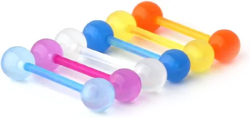 Vista 4 de Ruifan - Piercing para el pezón o la lengua de acrílico flexible que brilla en la oscuridad, de 0.49 oz y 0.630 pulgadas