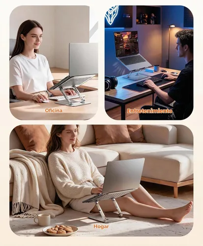 Vista 6 de PHIXERO Soporte ajustable para portátil, soporte ergonómico de aluminio Plateado