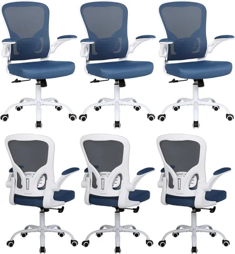 Vista 17 de Flysky Silla ergonómica de escritorio para oficina en casa, soporte lumbar, silla giratoria de malla transpirable para computadora con ruedas y Negro