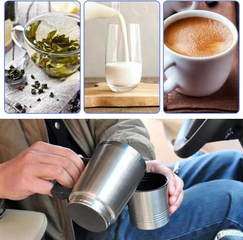 Vista 3 de Tiiyee Taza de calefacción para automóvil de 12 V, taza calentada para automóvil, acero inoxidable, hervidor eléctrico de viaje, calentador de agua