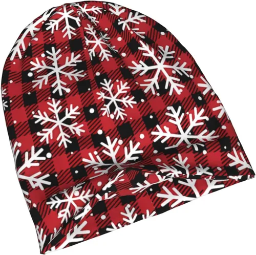 Vista 2 de Gorros de punto con temática navideña, diseño de copo de nieve, gorro elástico holgado para mujeres y hombres