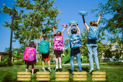 Vista 9 de Mochila para niños de 16 pulgadas para niñas y niños a partir de 6 años con correas de hombro ajustables. Se adapta a una altura de 3 pies 9