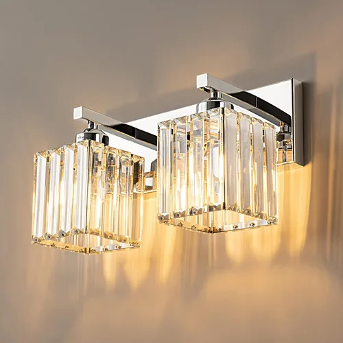 Vista 41 de Moderna lámpara de cristal para pared/tocador de baño, de 5 luces, color cromo Cromo torcido