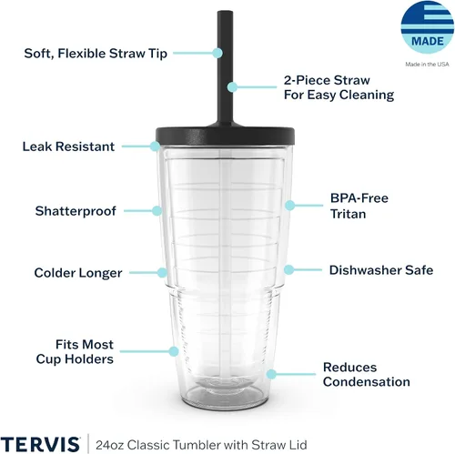 Vista 3 de Tervis Vaso aislado de doble pared para pesca fabricado en Estados Unidos, con aislamiento de doble pared, mantiene las bebidas frías y calientes