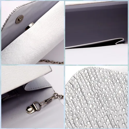 Vista 6 de Bolsos de mano BBjinronjy para mujer, bolso formal con diamantes de imitación para noche, bolsos de mano para boda, fiesta, cóctel, graduación, cena