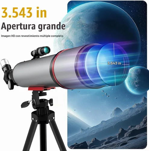 Vista 2 de Telescopios de 3.543 in para astronomía de adultos, telescopios de alta