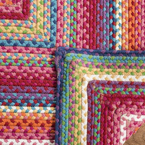 Vista 7 de SAFAVIEH Alfombra lavable para exteriores, colección trenzada de 2.3 x 8 pies, multicolor, hecha a mano y reversible, no desprende pelusa y fácil