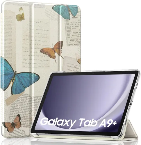 Vista 25 de MoKo para Galaxy Tab A9 Plus/A9+ Funda de 11 pulgadas 2023, funda de PC delgada con soporte y parte trasera translúcida para Galaxy Tab A9 Plus