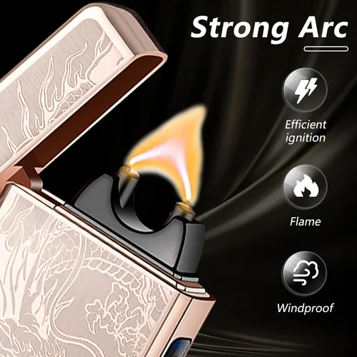 Vista 2 de Dragon - Encendedor eléctrico de arco – Encendedor de plasma recargable USB C para campamento, iniciadores de fuego, velas y equipo al aire libre