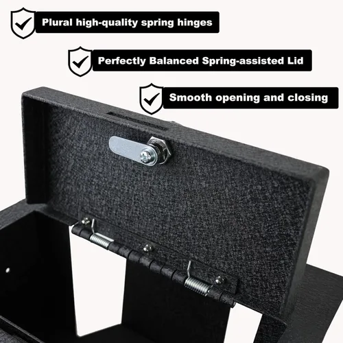 Vista 4 de Caja Fuerte para Consola Central - Caja Fuerte para Pistola de Consola KEREN Compatible con Dodge Ram 1500 2500 3500 2013-2018 con Reproductor