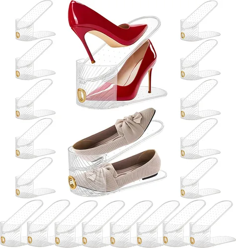 Vista 10 de Organizador de ranuras para zapatos, paquete de 10 ranuras para zapatos, puede ahorrar un 50% de espacio en los apiladores de zapatos, dispositivo