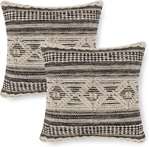 Vista 14 de REDEARTH · Fundas de cojín boho hechas a mano - Estilo chic bohemia de granja - Fundas de cojín tejidas para acento, interior y exterior, para sofá