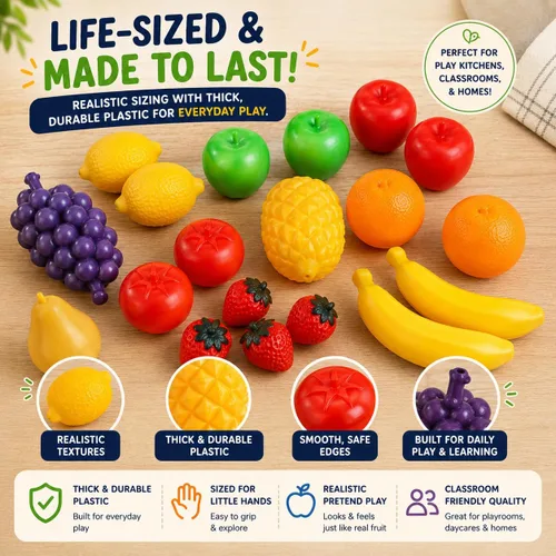 Vista 3 de Bolsa de frutas a tamaño real, set de juego para niños, de Liberty Imports