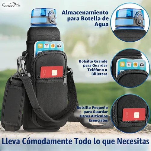 Vista 4 de EcoEarth - Water Bottle Holder with Strap - Water Bottle Carrier Bag for Hiking - Crossbody Hydration Pouch with Phone Holder