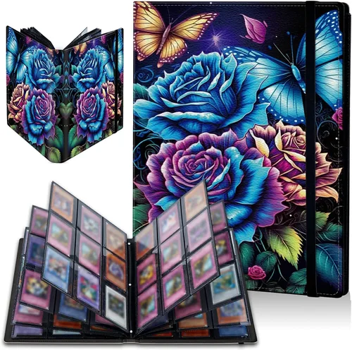 Vista 17 de Carpeta de tarjetas de gato negro y luna, 9 bolsillos para álbum de tarjetas intercambiables, carga lateral, 360 bolsillos, tarjetero de poliuretano