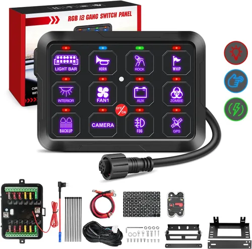 Vista 30 de Nilight Panel de Interruptores de 6 Posiciones Sistema de Relé de Control de Circuito Universal con Arnés de Cableado con Fusible LED Pod Regulable