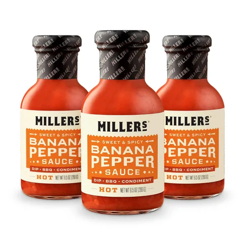 Vista 15 de Miller's Banana Pepper Habanero - Salsa picante picante de plátano y pimienta, el mejor uso para carnes a la parrilla, barbacoa y alitas de pollo