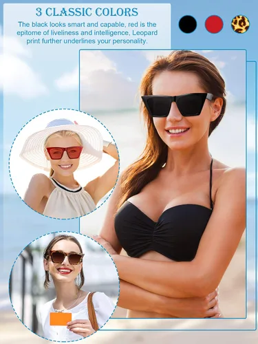 Vista 4 de 3 pares vintage cuadrado ojo de gato gafas de sol unisex pequeño moda cateye gafas de sol