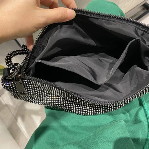 Vista 7 de Bolso de mano con diamantes de imitación para mujeres y niñas, elegante bolso de noche brillante, bolso de viaje para regalo de vacaciones