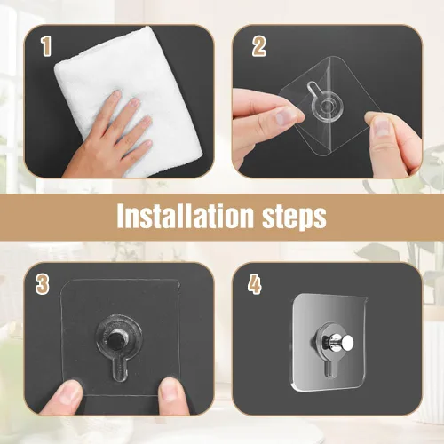 Vista 4 de Ganchos adhesivos sin taladros, colgadores de fotos mejorados sin clavos, ganchos adhesivos de montaje en pared para colgar, ganchos de pared sin