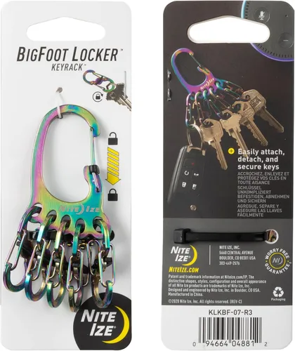 Vista 18 de Nite Ize Bigfoot Locker KeyRack - Soporte de acero inoxidable para coche, casa y otras llaves - Mosquetón con S-Biners - Capacidad para 15 llaves a