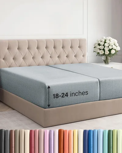 Vista 89 de Sábana bajera ajustable extra profunda Twin XL – Sábana bajera individual de lujo de hotel solamente – Se adapta fácilmente a colchones de 18 a 24