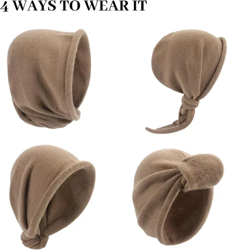 Vista 6 de Gorro de invierno para mujer, bufanda de lana de moldeo variable, cálido, de punto, bufanda, gorro para mujer