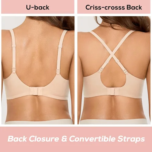 Vista 4 de DOBREVA Sujetador sin aros con relleno para mujer, brasier sin aros