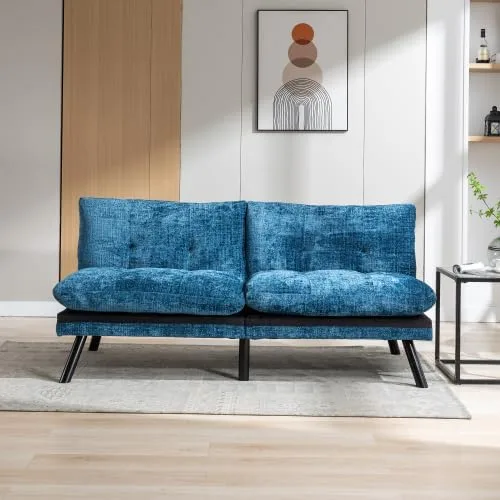 Vista 8 de anwickjeff Sofá cama futón, sofá convertible moderno, sofá biplaza plegable, sofás de futón transpirables para espacios pequeños compactos