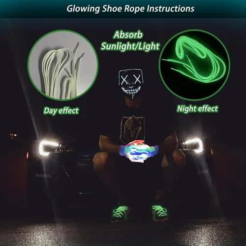Vista 5 de Juego de guantes de máscara de Halloween con encaje brillante disfraces de Halloween para adultos y niños máscara de purga recuerdos de fiesta