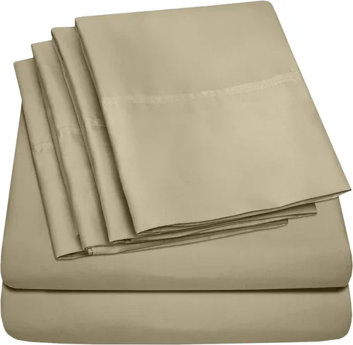 Vista 44 de Juego de sábanas de 4 piezas para camas individuales de 1500 hilos de microfibra de cepillado fino con bolsillo profundo - 1 funda de almohada