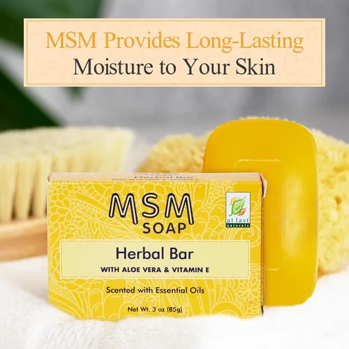 Vista 3 de At Last Naturals MSM Jabón en barra de jabón corporal para hombres y mujeres, línea fina, reducción de arrugas, hidratante a base de hierbas