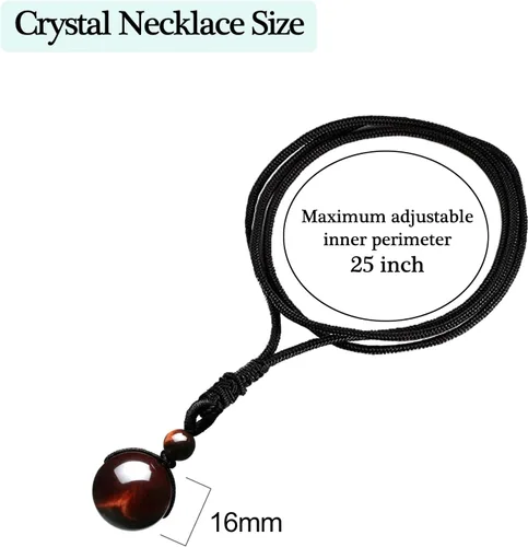 Vista 3 de Collares de cristal para mujeres y hombres, ojo de tigre, amatista y obsidiana, collar redondo para protección, cristales y piedras curativas