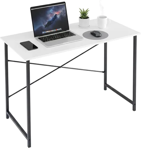 Vista 11 de Escritorio para computadora de 32 pulgadas, escritorio simple para oficina en casa, mesa de estudio, marco de metal resistente, escritorio MDF