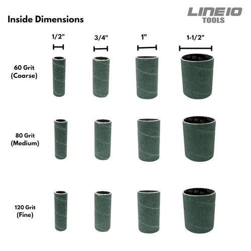 Vista 2 de LINE10 Tools Paquete de 12 mangas de lijado de husillo de circonia, 2 pulgadas de largo, grueso, grano 60