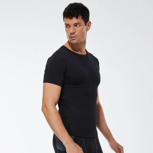 Vista 2 de Blaward Paquete de 1 o 2 camisas de compresión para hombre, manga corta, camiseta de entrenamiento de secado rápido, camiseta deportiva para correr